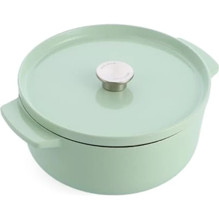 KitchenAid Cast Iron 26cm/5,2L Kasserolle mit Deckel, PFAS-freie Emaille Innenseite,Induktion,Ergonomischer Griff,Ofenfest bis 260°C,Pistachio – Bild 1