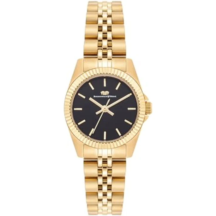 Rhodenwald & Söhne Damen Uhr 10010483, analog Quarzwerk mit IP-vergoldetem Edelstahl-Armband, schwarz, wasserdicht bis 5 ATM – Bild 1