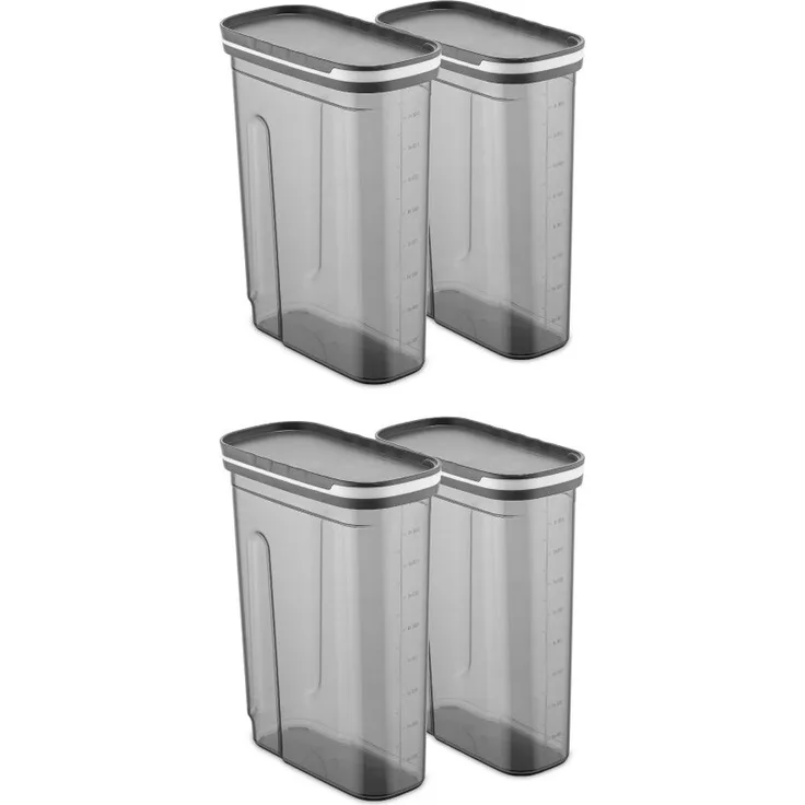 Hermia Concept BNMSRGAR04-27 Vorratsdosen-Set (4-teilig), anthrazit, Kunststoff, 9,5 x 19,5 x 26 cm, spülmaschinenfest, BPA-frei, Fassungsvermögen 2700 ml