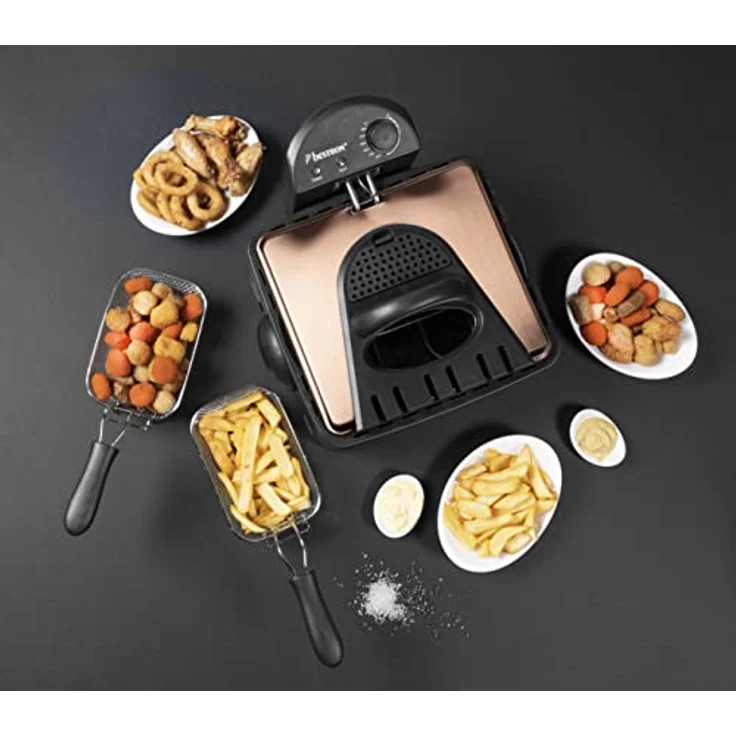 Bestron DF402CO Fritteuse, 2000 Watt, ohne Öl, Standgerät, 4,5L, inkl. Kaltzonentechnologie & herausnehmbaren Ölbehälter, kupfer – Bild 4