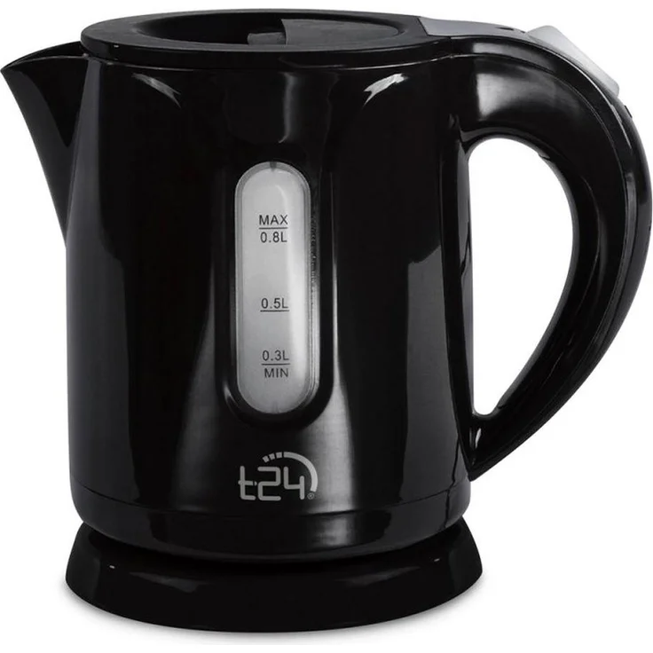 emeco Mini Wasserkocher 0,8 Liter kabellos 1100 Watt kompakt für Reisen und Camping, schwarz