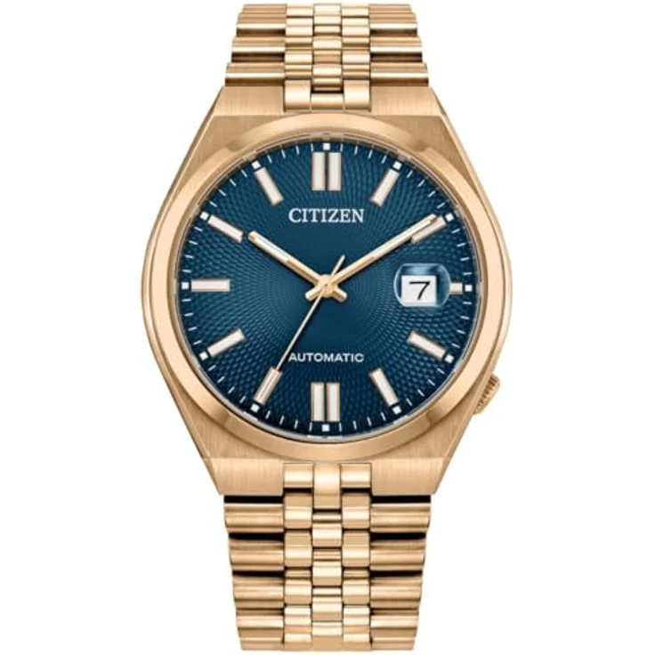 Citizen NK0023-57L TSUYOSA 60 Herrenuhr, Automatik 40mm, Edelstahl roségoldfarben, blaues Zifferblatt mit Datumsanzeige, wasserdicht bis 5 ATM – Bild 1