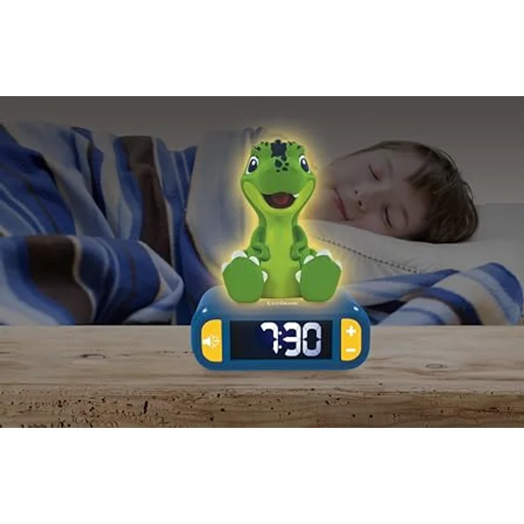 Lexibook RL800DINOLXB, Dinosaurier Nachtlicht-Wecker mit schlaffreundlicher LCD-Anzeige und Jurassic Klingeltönen – Bild 5