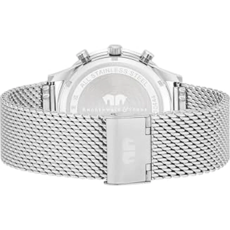 Rhodenwald & Söhne Herren Uhr 10010444, Analog Chronograph mit Quarzwerk und Edelstahl Armband, weißes Zifferblatt, wasserdicht 5 ATM, Durchmesser 43,8 mm – Bild 5