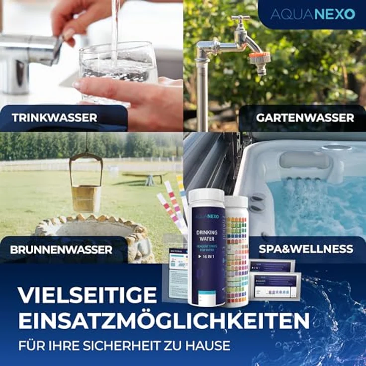 Aquanexo 125 Wassertester Trinkwasser Teststreifen 17-in-1 + 2 Bakterientests + 10 Trinkwasser Teststreifen Nitrat/Nitrit + 10 Trinkwasserteststreifen Sulfate, 16-in-1 Werte, Versand aus Deutschland – Bild 6