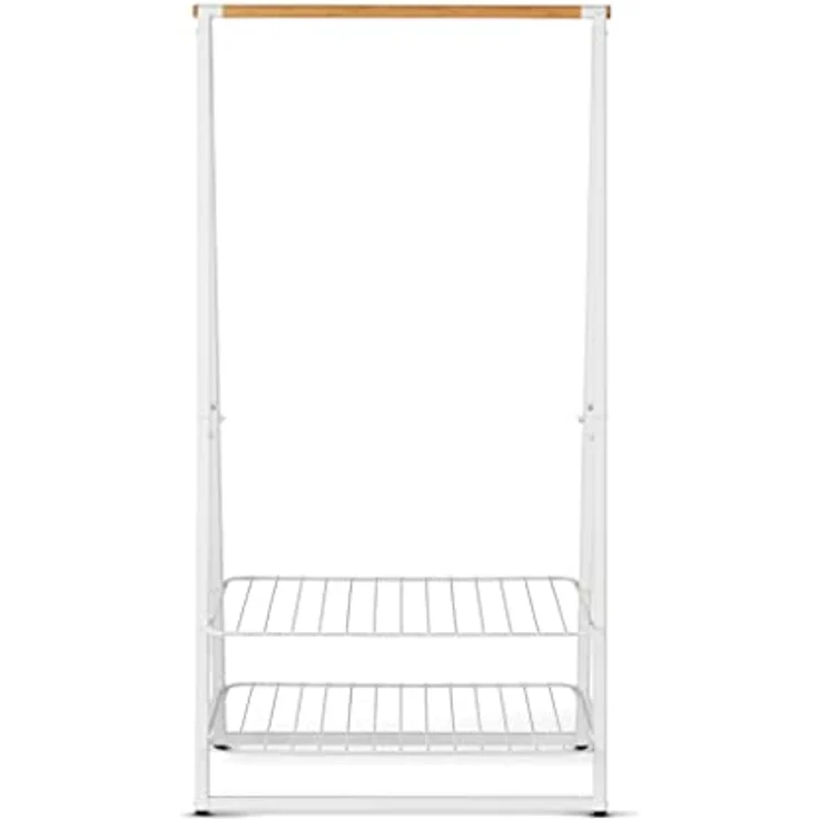 Brabantia - Kleiderständer Linn - Zwei höhenverstellbaren Regalen - Wäscheständer - Kleiderstange - Aufhängen, Lüften oder Trocknen von Kleidung - Platzsparend - Stabil und standfest - Weiss - Groß – Bild 2