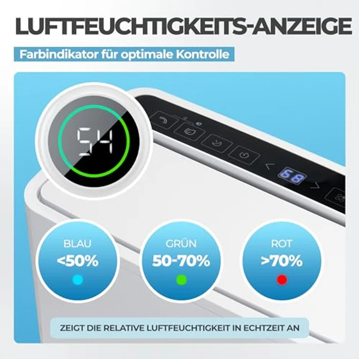 KLAMER Luftentfeuchter elektrisch 25L, 180m³ Luftumwälzung pro Stunde, 440W, App-Steuerung, kompakt und mobil – Bild 5