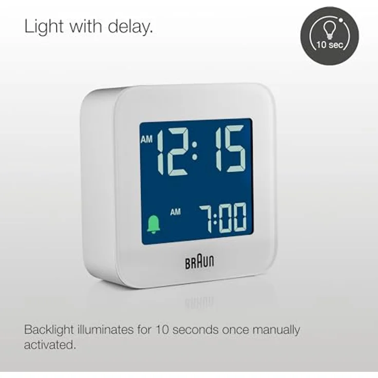 Braun BC08W Klassik digitaler Wecker, weiß – Bild 3