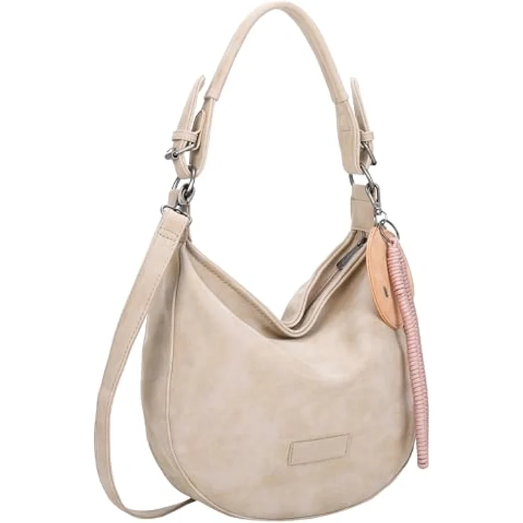 Fritzi aus Preußen Fritzi Hobo Vintage Schultertasche, 33 cm, geräumig mit Reißverschluss- und Handyfach, Beige – Bild 4