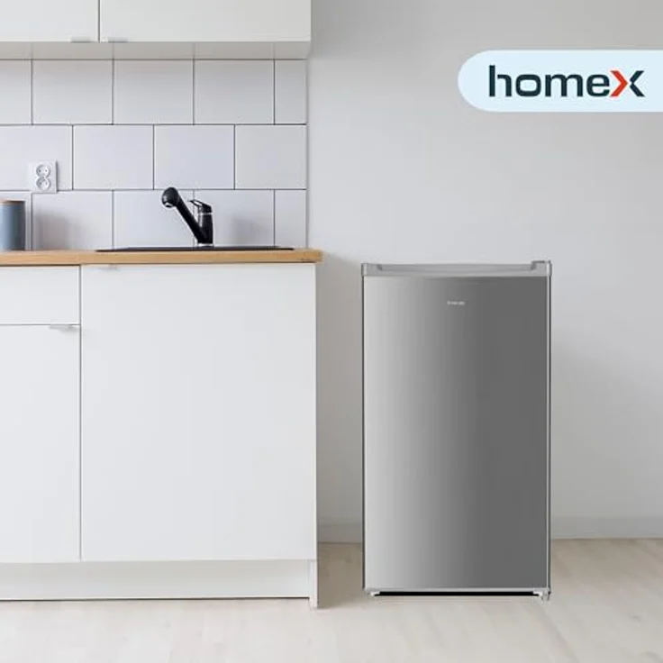 homeX CS1016-S Kühlschrank ohne Gefrierfach, freistehender Tischkühlschrank mit 88L Nutzinhalt, silber – Bild 8