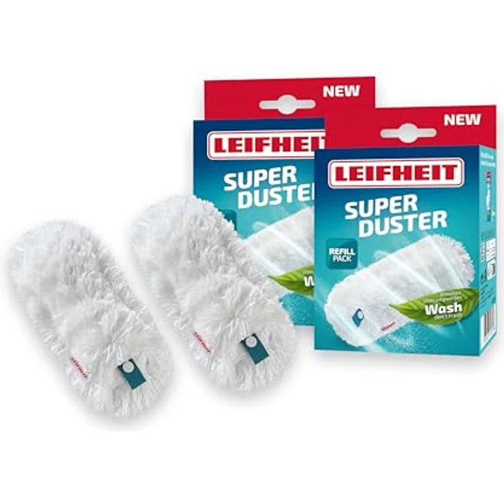 Leifheit SUPERDUSTER Staubwischer Staubbezug, 2er-Set, waschbar, langlebig, starke Reinigung und Staubbindung – Bild 1