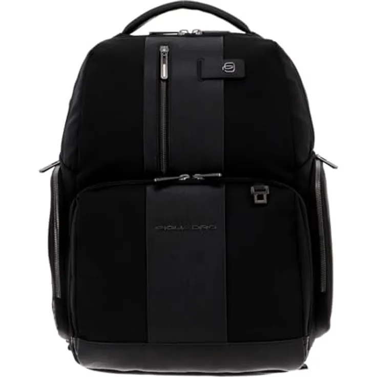 Piquadro Brief Rucksack RFID, 42 cm mit Laptopfach, schwarz, aus 100% Nylon