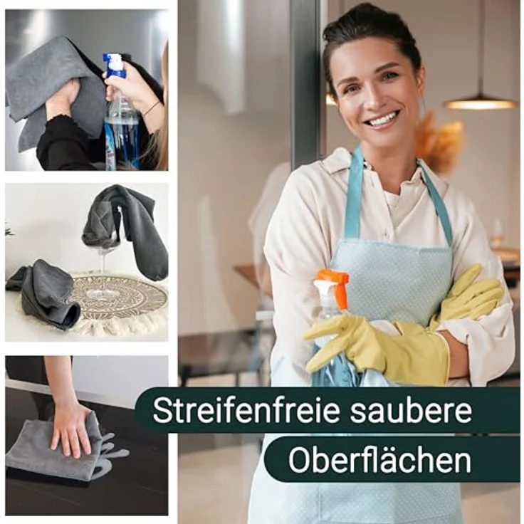 ZOLLNER 30er Set Mikrofasertücher, flusenfreie und saugstarke Reinigungstücher, waschbar bis 60°C, 32x32cm, Hotelqualität – Bild 5