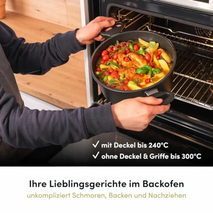 Hoffmann STONIQ Kochtopf Set, Antihaftbeschichtet, PTFE und PFAS-frei, Induktionsgeeignet, Backofenfest bis 300°C, 20 + 24 cm, Made in Germany – Bild 2