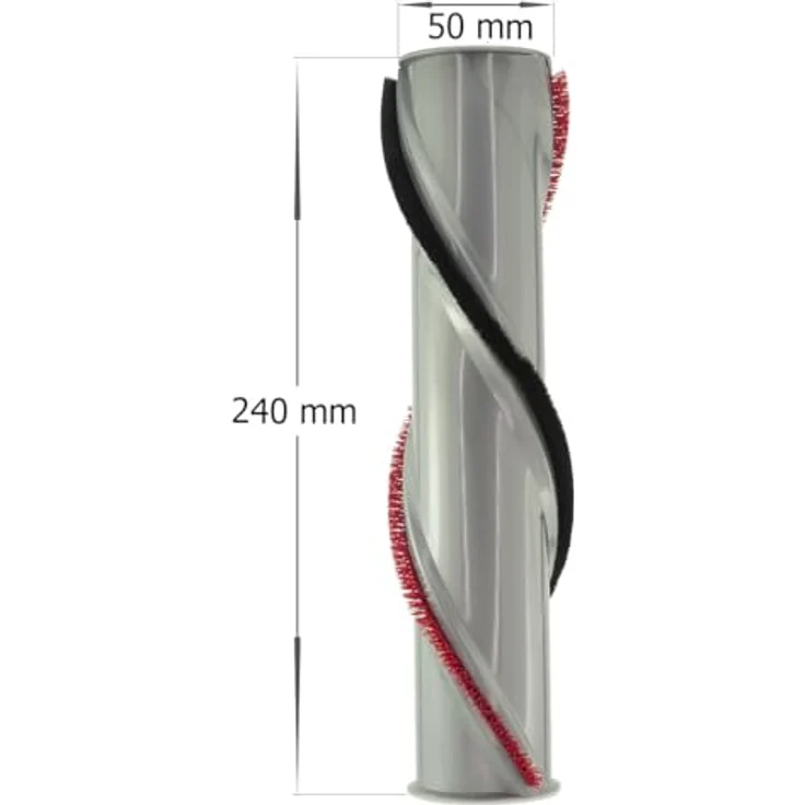 MidGard Bürstenwalze Ersatz-Hartwalze für Dyson V11, effiziente Rollbürste zur Tiefenreinigung von Teppichen und Hartböden, grau/schwarz/rot – Bild 4