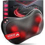 Wellax - Massagekissen mit Wärmefunktion & 360° Drehung - Shiatsu Nackenmassagegerät mit 3 Geschwindigkeiten für Schultern & Rücken - inkl. Verlängerungsgurt - Neck Massager, Schwarz