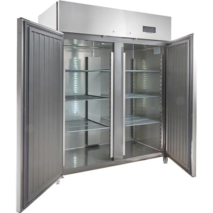 GASTROHERO Kühlschrank ECO 1400 GN 2/1 Monoblock, 1350 Liter Volumen, 6 verstellbare Einlegeböden, Edelstahl, digitale Temperaturkontrolle, Umluftkühlung