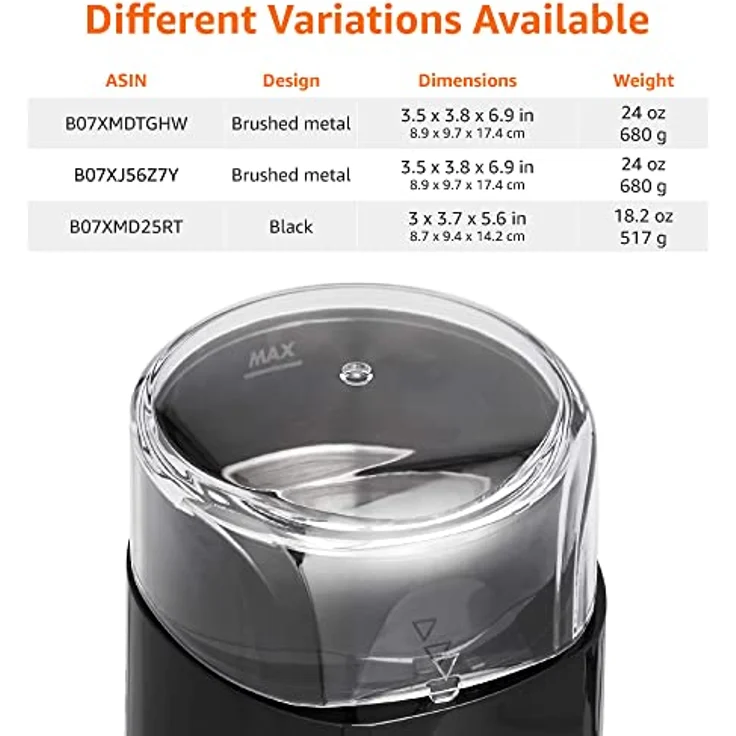 AmazonBasics ? Elektrische Kaffeemühle, schwarz – Bild 4