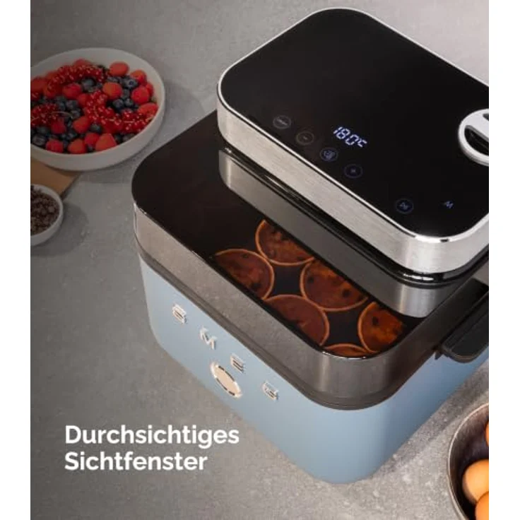 Smeg Heißluftfritteuse AFC01SBMEU, Heißluftfritteuse in storm blue mit multifunktionalem Kochsystem – Bild 5