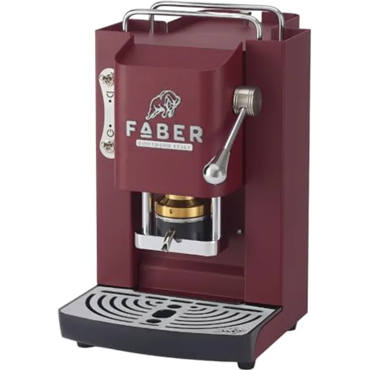 Faber Coffee Machines Pro Deluxe 3.0 Chrom Kaffeepadmaschine, kompatibel mit 44mm ESE-Pads, Wassertank aus Glas, magnetisch abnehmbare Brühgruppe, Chrom-Details mit 3D-Logo