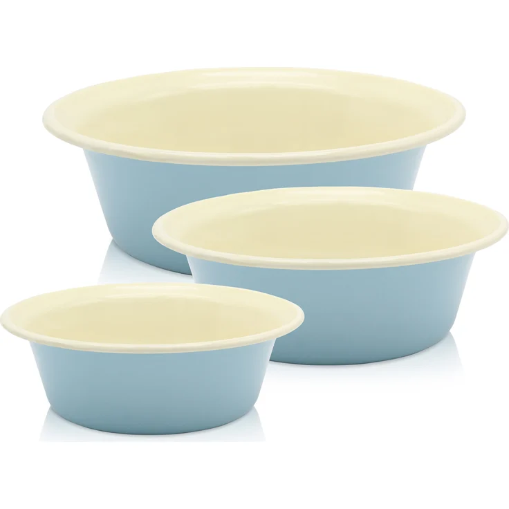 Karl Krueger 90159 Schüssel Set Sylt 3 tlg. (20, 24 und 28 cm), emailliert, blau - Schnitt- & kratzfeste Oberfläche, vielseitig einsetzbar, spülmaschinengeeignet – Bild 1