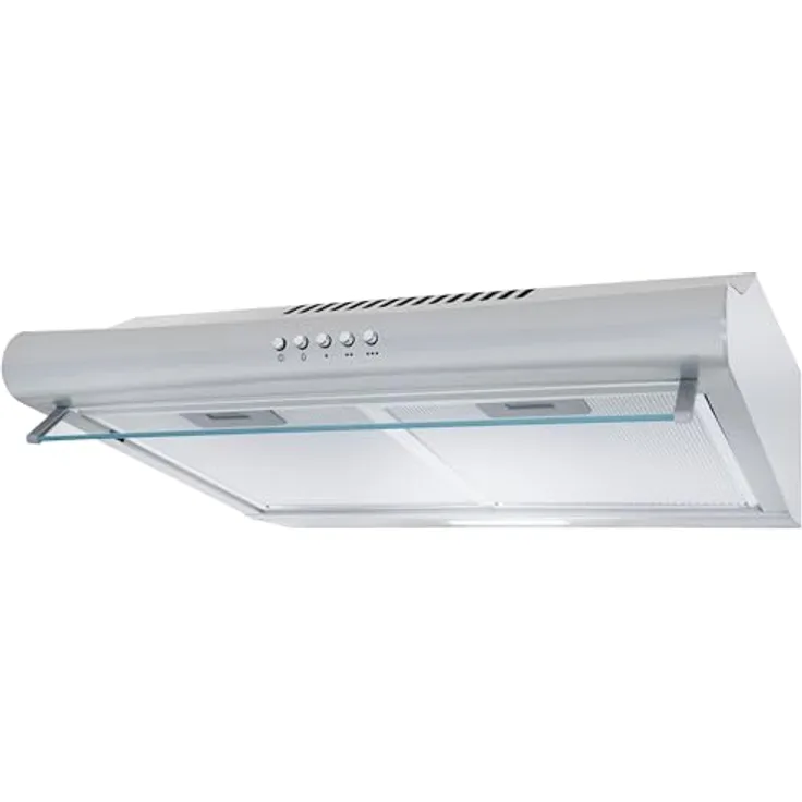 Exquisit UBH50-020 Dunstabzugshaube, 50cm breit, Abluftbetrieb, Edelstahloptik, 3 Lüftungsstufen, Metallfettfilter