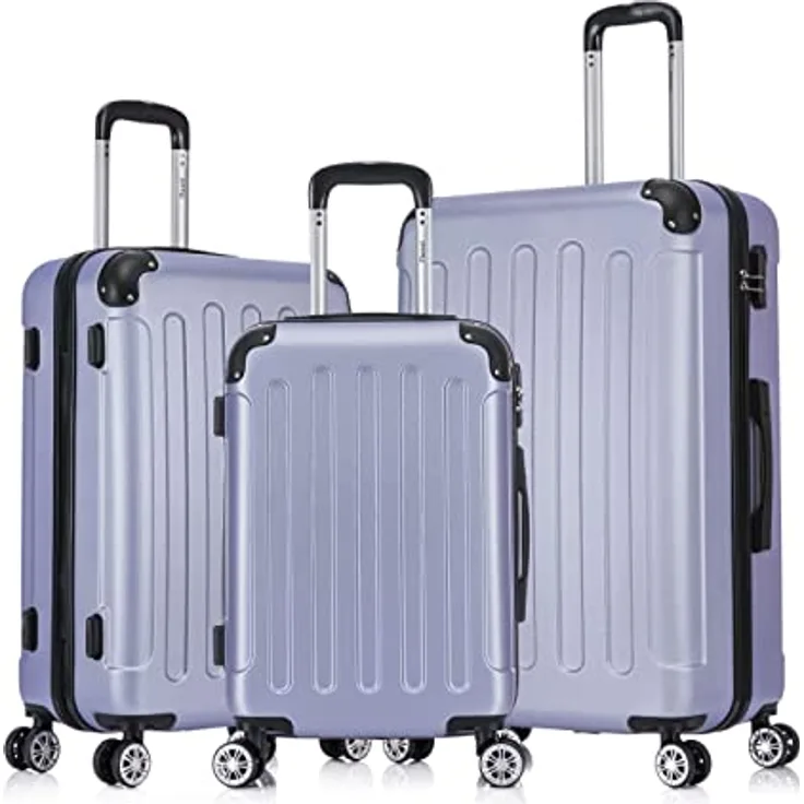 Flexot® F-2045 Koffer, Hartschale, 3tlg Kofferset, Zwillingsrollen, 16 Farben zur Auswahl, Flieder