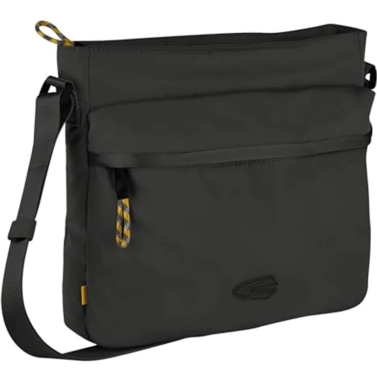 camel active Umhängetasche Terra, aus recyceltem Nylon mit voluminösen Taschen und verstellbarem Schulterriemen, Schwarz – Bild 1
