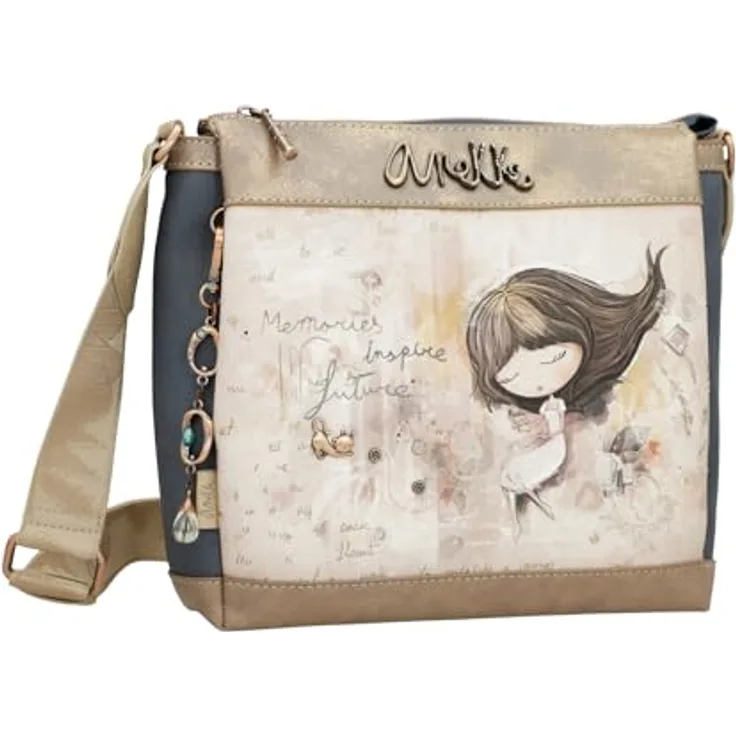 Anekke Umhängetasche Crossbody Bag, Multicolor (taupe/beige/blau), mit top Organisation in Inneren