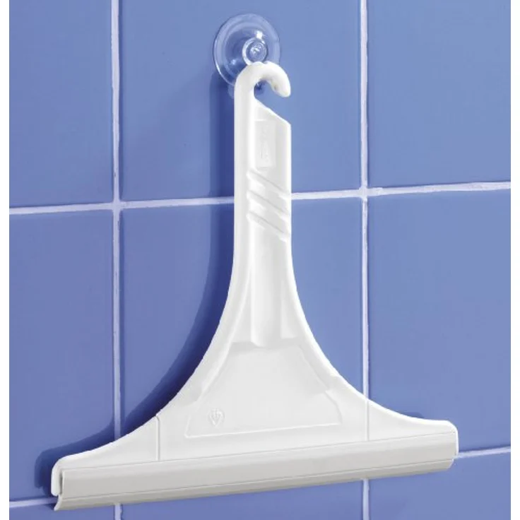 WENKO Badezimmerwischer, mit praktischem Haken zum Einhängen, 24,5 x 23,5 x 1 cm, Kunststoff, Weiß – Bild 3