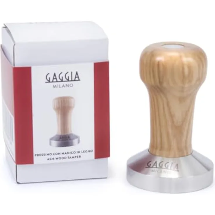 Gaggia Edelstahl Tamper mit Griff aus Eschenholz, 58mm Barista Standard für New Classic