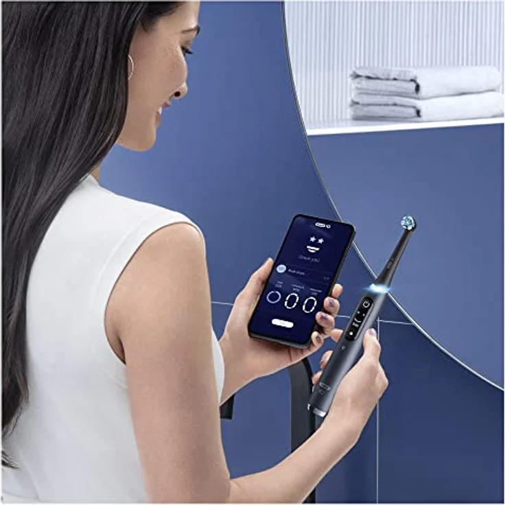 Oral-B iO Series 9 Special Edition, elektrische Zahnbürste, Bluetooth verbunden, 7 Bürsten-Modi, 1 Reiseetui, 1 Tasche, Schwarz – Bild 4