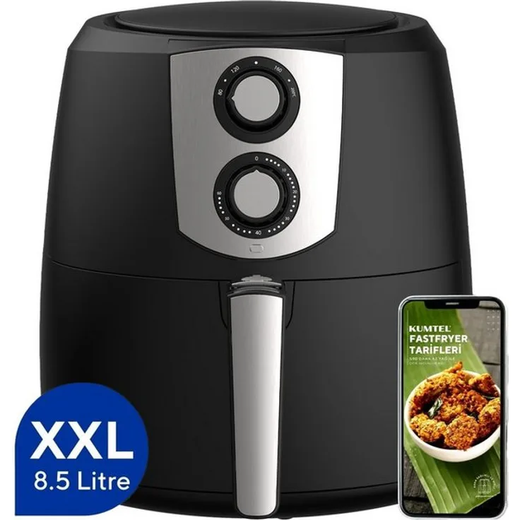 Opviq Heißluftfritteuse AF-03, 1800 W, 8,5 l, Rapid-Air-Technologie bis 200 °C, schwarz