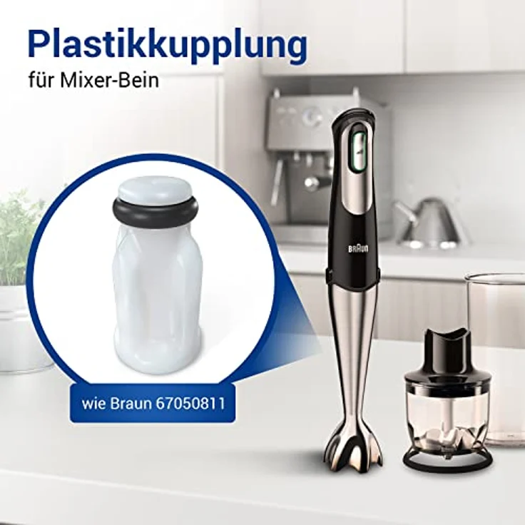 VIOKS Kupplung für Stabmixer Braun Ersatz für Braun 67050811 / Plastikkupplung für Mixer - Braun Stabmixer Edelstahl, Mixer Braun Multiquick 7 – Bild 2