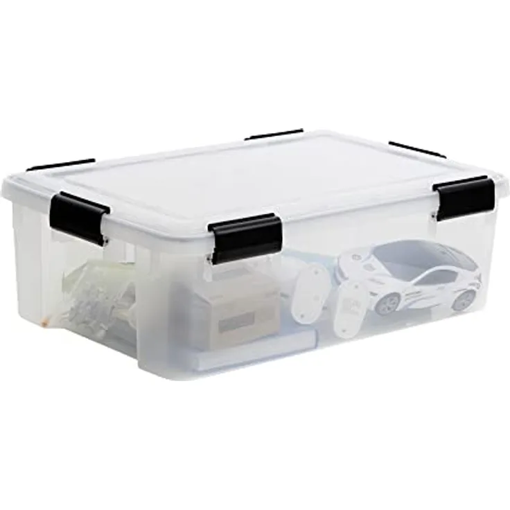 Iris Ohyama, Luftdichte Kunststoffbox mit Deckel und Verschlussklammern, 30L, 1er Set, BPA-frei, Schuppen, Wohnzimmer, AT-LS, Klar