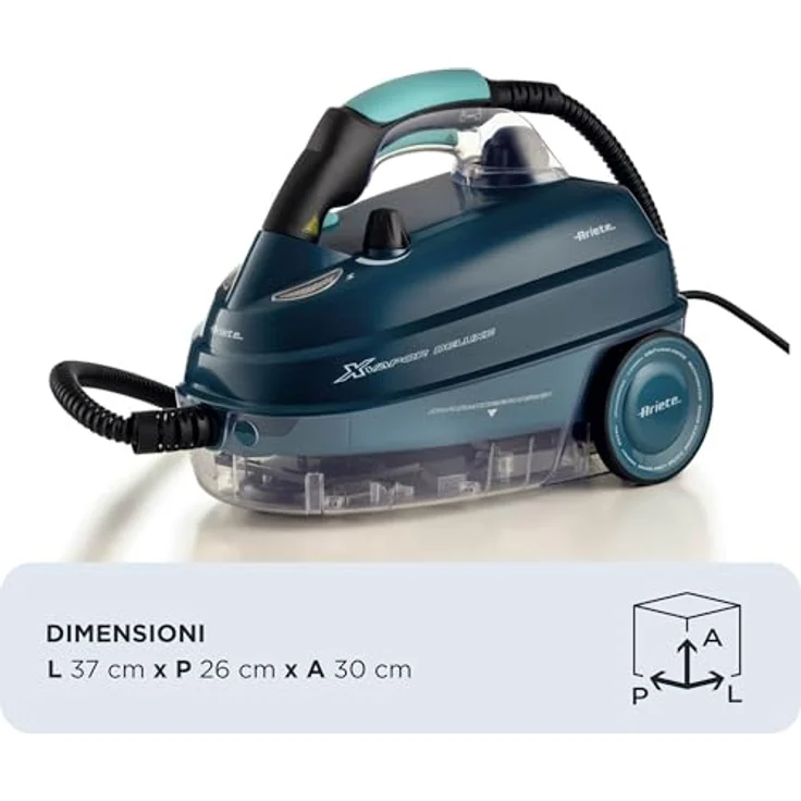 Ariete 4146 XVapor Deluxe, mobiler Dampfreiniger mit 5 bar, integrierten Zubehörfach, 1500 W, 6 m Kabel, blau – Bild 2