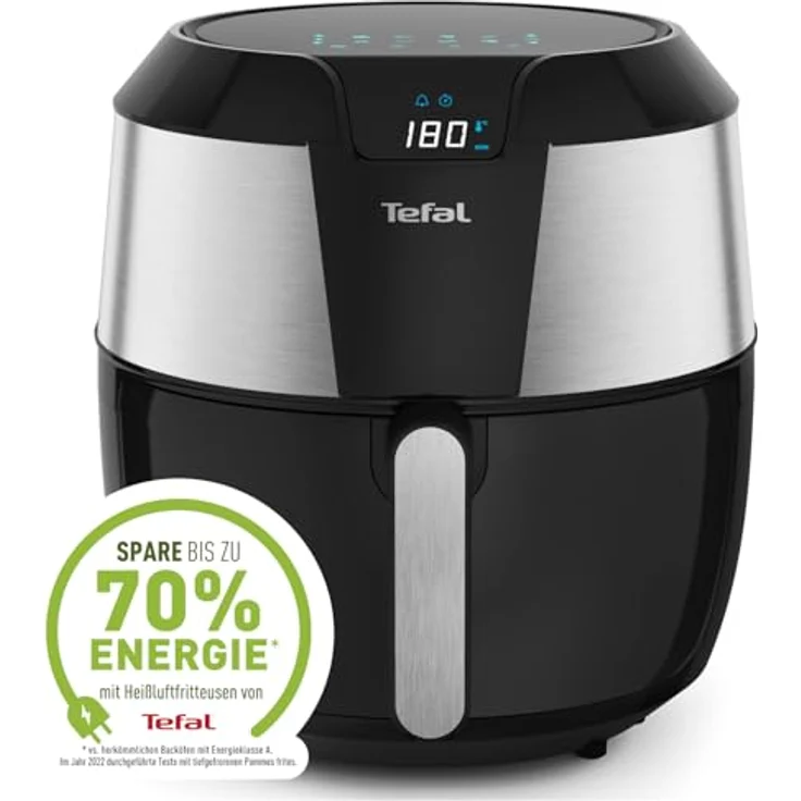 Tefal EY701D Easy Fry XXL Heißluftfritteuse 1700 Watt, Fassungsvermögen: 1,6 kg, Timer, 8 automatische Menüs Schwarz-Edelstahl – Bild 3
