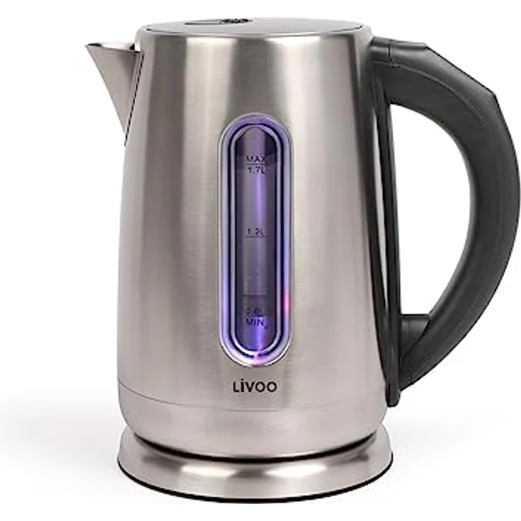 LIVOO DOD189 Wasserkocher mit Temperaturanzeige, 2200 Watt, 1,7 Liter, 360°-Basis, Temperatursteuerung 60°- 100°, Edelstahl – Bild 4