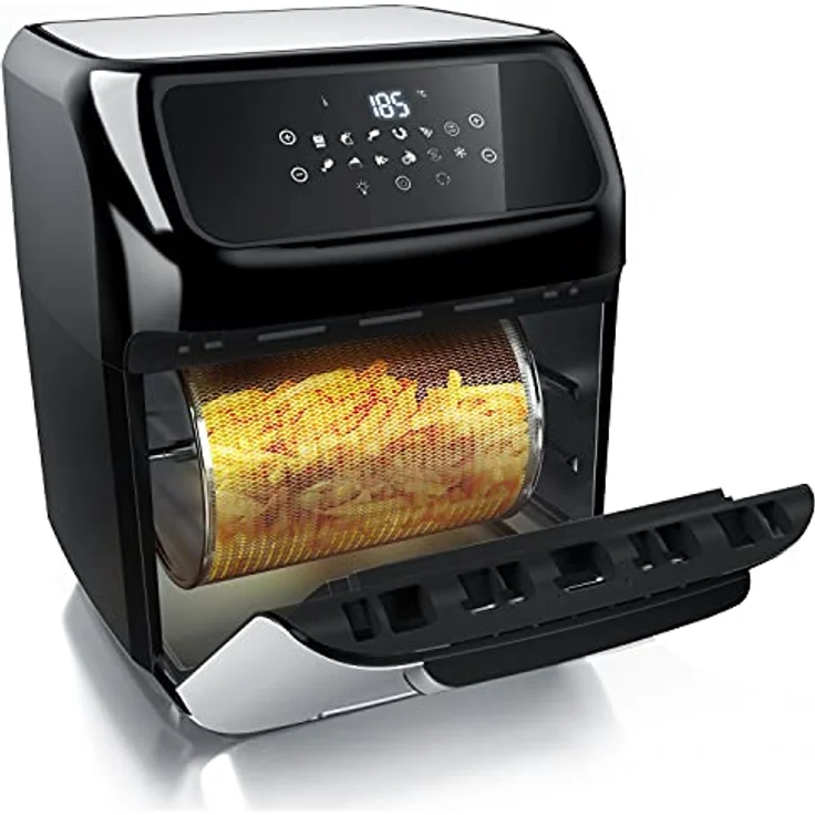 Arendo - Heißluftfritteuse 12 Liter - Multifunktions Mini Backofen - Air Fryer Fritteuse Drehgrill Dörrautomat - Umluft - Pizza Hähnchen Pommes - Edelstahl Applikationen - BPA frei – Bild 2