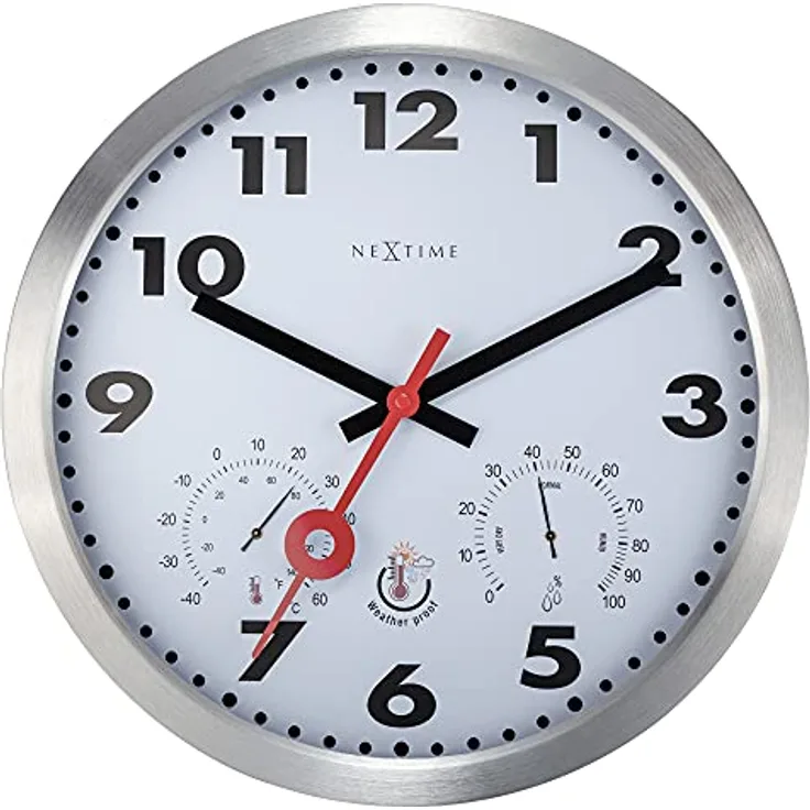 NeXtime 4307AR Wanduhr, Aluminium, Silber, 35cm