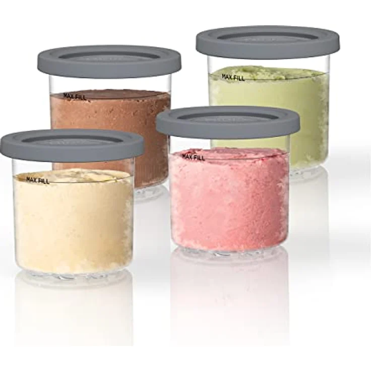 Ninja Dessert Tubs - Pack of 4 [XSK4PINTEUUK] Official Accessory Compatible with Ninja Ice Cream Maker NC300UK, Grey/Clear – Bild 2