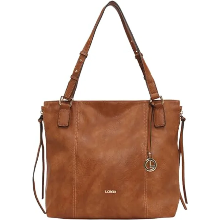 L.Credi Jana Schultertasche, 40 cm, Textil, mit Reißverschluss-Innentaschen, schwarz