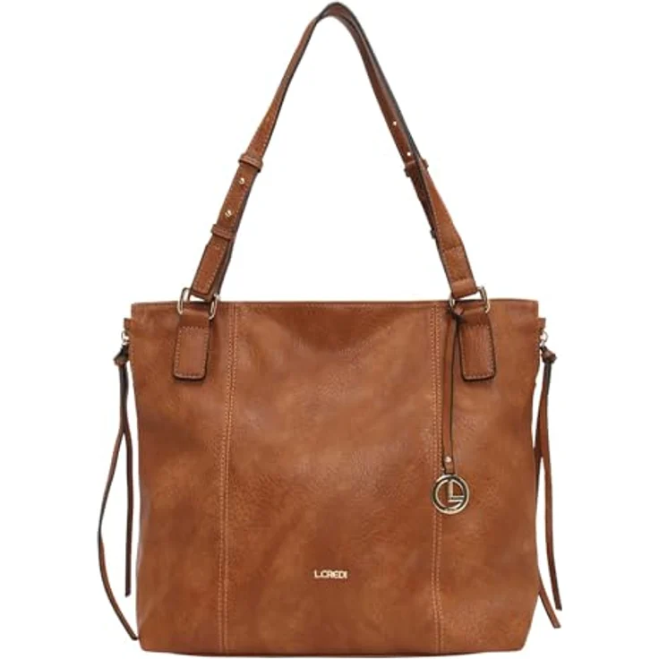 L.Credi Jana Schultertasche, 40 cm, Textil, mit Reißverschluss-Innentaschen, schwarz – Bild 1