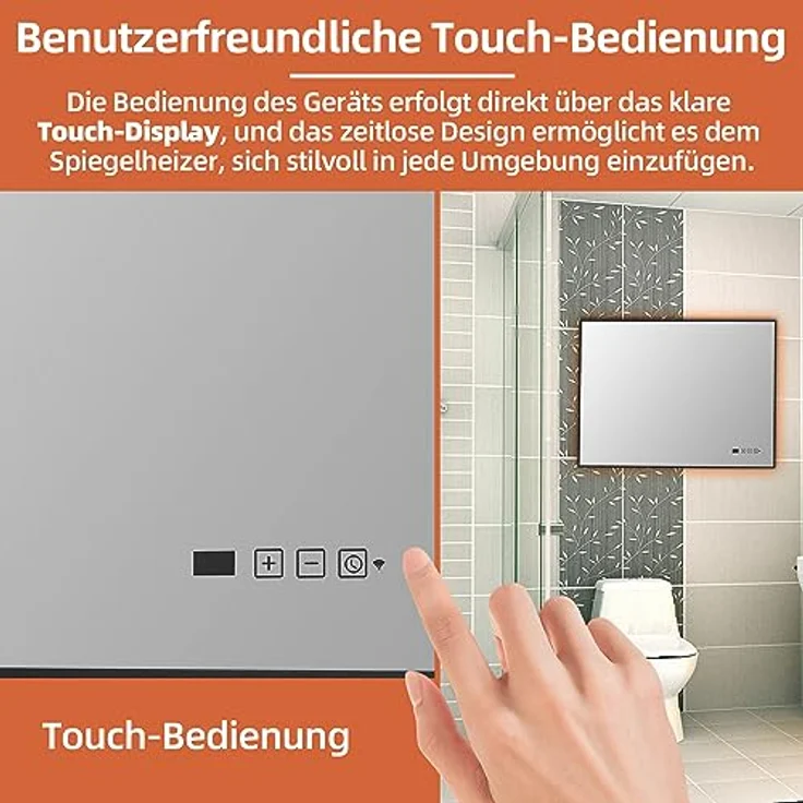 SHX Infrarot-Spiegelheizung mit WiFi 600W SHXCM600Wifi – Heizpaneel mit Spiegel aus Sicherheitsglas, 600 Watt, Touch-Bedienfeld, WiFi, weiß – Bild 5