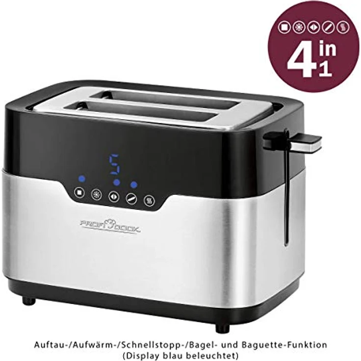 ProfiCook Toaster PC-TA 1170 - ''Wide Slot'' - Sensor Touch - Brötchenaufsatz - Krümelschublade - Zentrierfunktion - 7 Bräunungsstufen - Edelstahlgehäuse – Bild 4