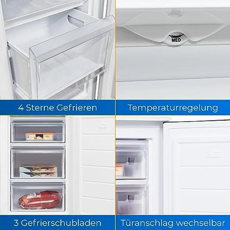 Exquisit Gefrierschrank GS581-040C weiss | Tiefkühlschrank klein 87 l Nutzinhalt | 4 Sterne Gefrieren | Gefrierschrank klein | 55 cm Breite – Bild 3