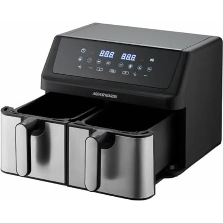 Arthur Martin Airfryer AMPF9, Heißluftfritteuse mit 2 x 4,5L Fässern, 2000W, mehrfarbig, LED-Display – Bild 5