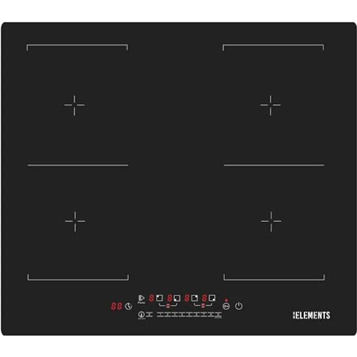 KB ELEMENTS Induktionskochfeld 60 cm, 4 Zonen, Flexzone, Anti Scratch, 7400 Watt, Touch-Bedienung, Warmhaltefunktion, 99 Min Timer, Kindersicherung, Rahmenlos