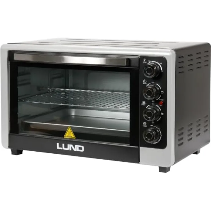 LUND Elektrobackofen 2000W 48l, Multifunktionsbackofen mit Drehspieß, Thermoumwälzung, 4 Heizmodi, Timer bis 60 Minuten