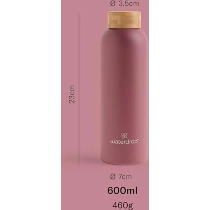 Waterdrop MICRODRINK Steel Bottle 600ml isolierte Trinkflasche auslaufsicher | Thermosflasche 24h kalt, 12h heiß | doppelwandige Edelstahl Wasserflasche | bruchsicher | Kohlensäure geeignet – Bild 4